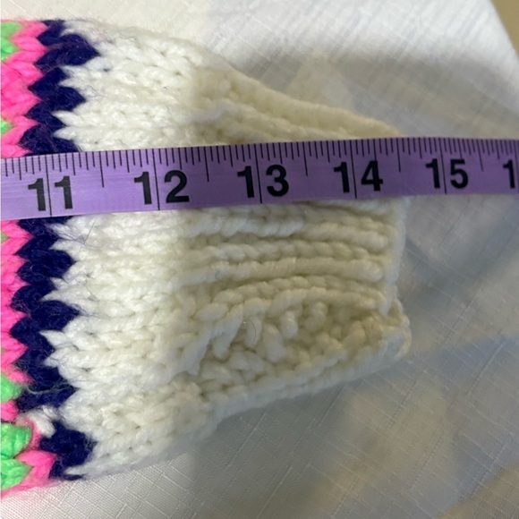 Vintage Cozy Knit Kids Sweater - Cream with Pink and Green Accents - Picture 8 of 9